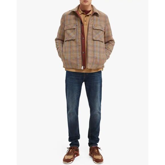 SCOTCH & SODA Reversible Plaid Quilted Jacket Large Barn Coat - Picture 2 of 13